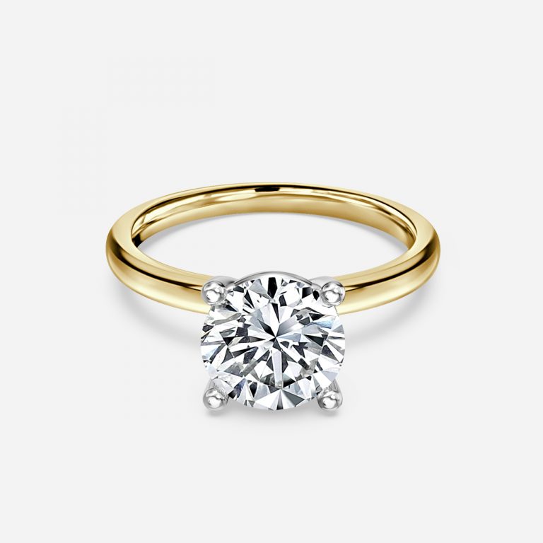 Magalie Round Two Tone Solitaire Moissanite Engagement Ring