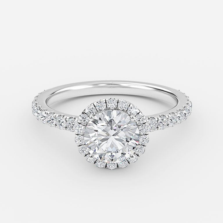 Lucia Round Halo Moissanite Engagement Ring