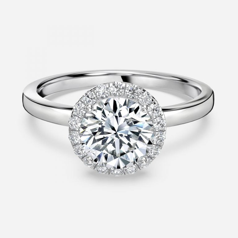 Katya Round Halo Moissanite Engagement Ring