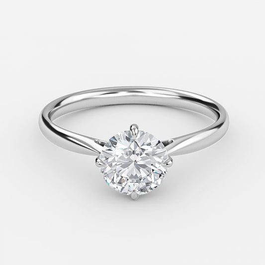 Luna Round Solitaire Moissanite Engagement Ring