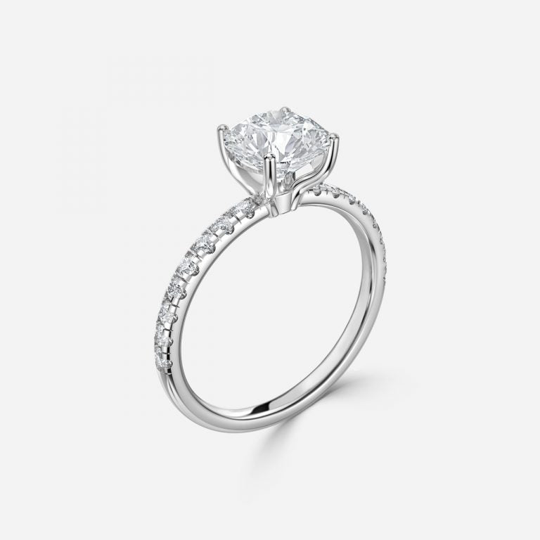 Vittoria Round Diamond Band Moissanite Engagement Ring