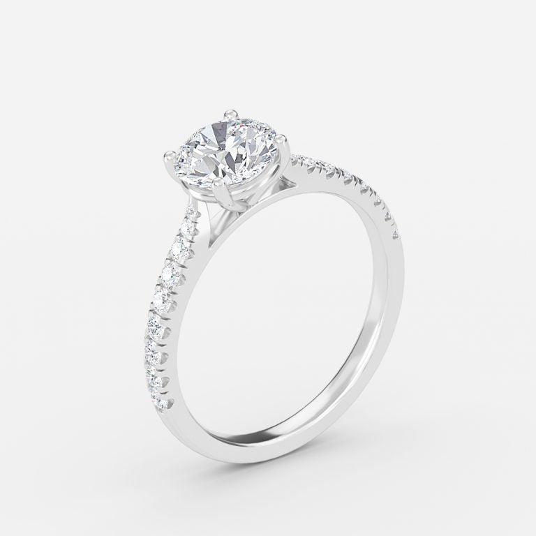 Bellamy Round Diamond Band Moissanite Engagement Ring