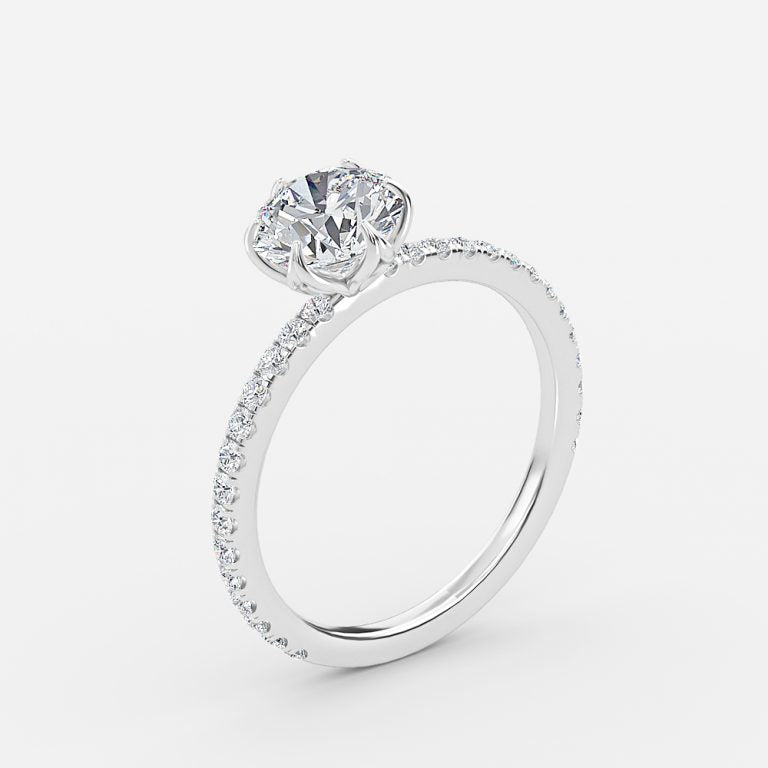 Esperanza Round Diamond Band Moissanite Engagement Ring