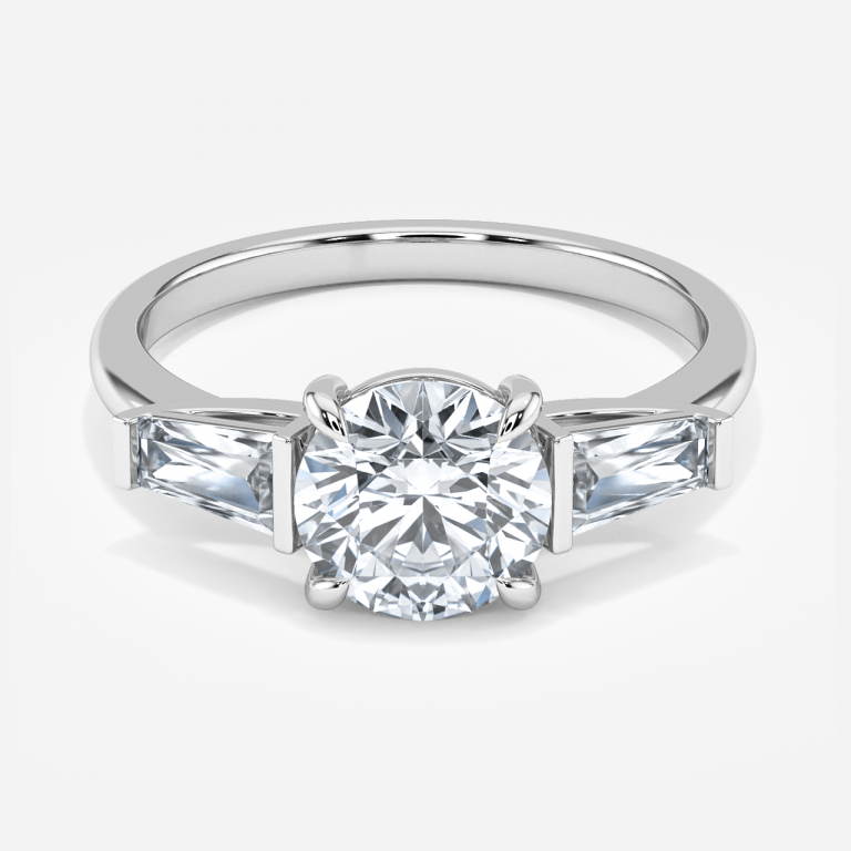 Jara Round Three Stone Moissanite Engagement Ring