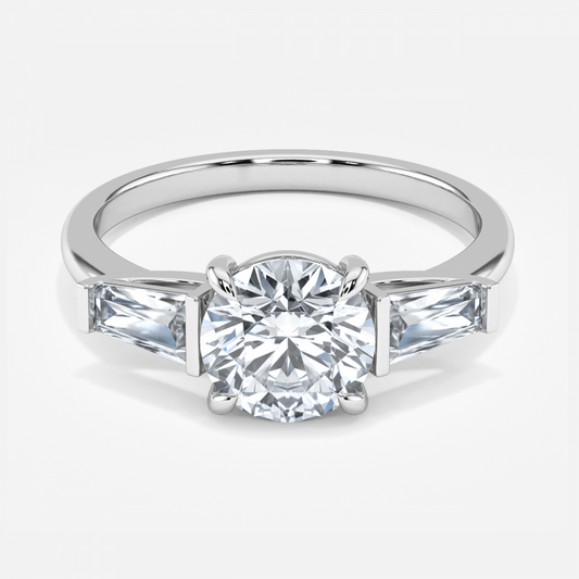 Jara Round Three Stone Moissanite Engagement Ring