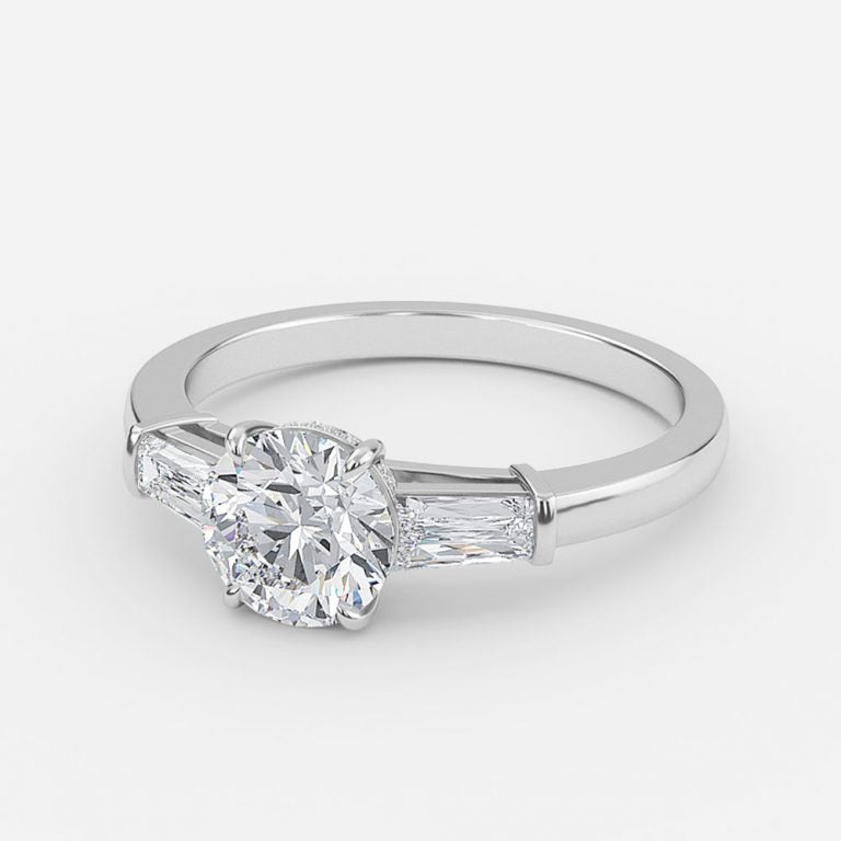 Marcelline Round Three Stone Moissanite Engagement Ring