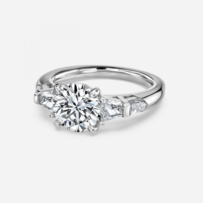 Maida Round Three Stone Moissanite Engagement Ring