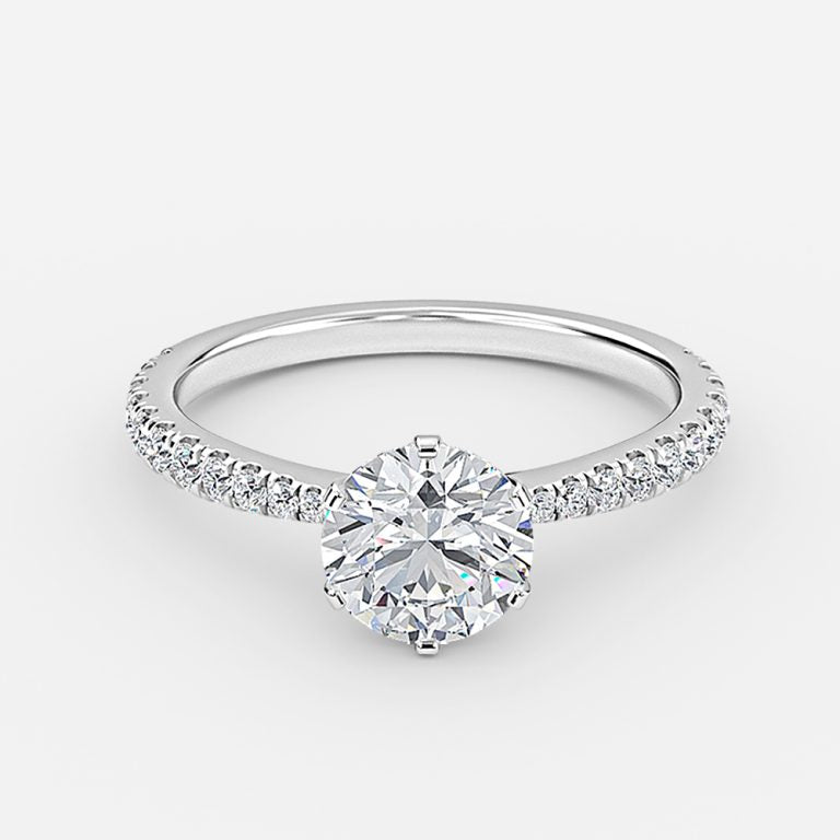 Paloma Round Diamond Band Moissanite Engagement Ring