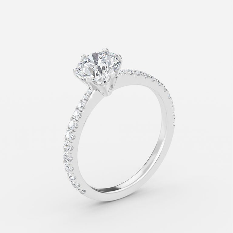 Paloma Round Diamond Band Moissanite Engagement Ring