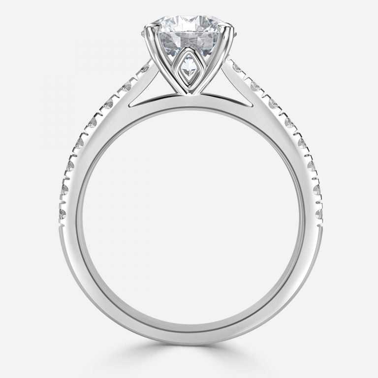 Aveline Round Diamond Band Moissanite Engagement Ring