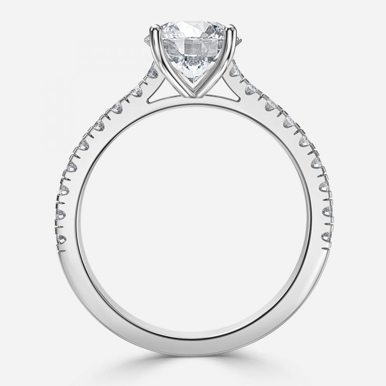 Halcyon Round Diamond Band Moissanite Engagement Ring