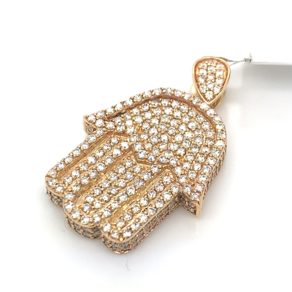 2.60 CT Moissanite Iced Out Hamsa Hand Pendant