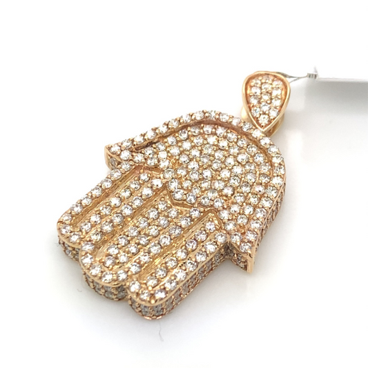 2.60 CT Moissanite Iced Out Hamsa Hand Pendant