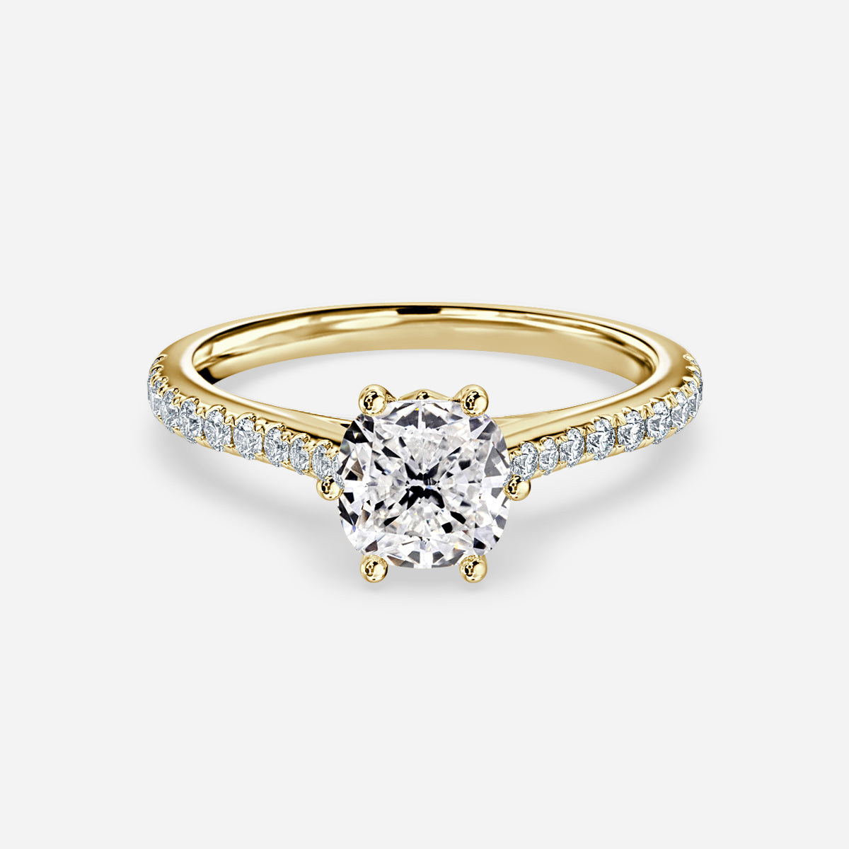 Odessa Cushion Diamond Band Moissanite Engagement Ring