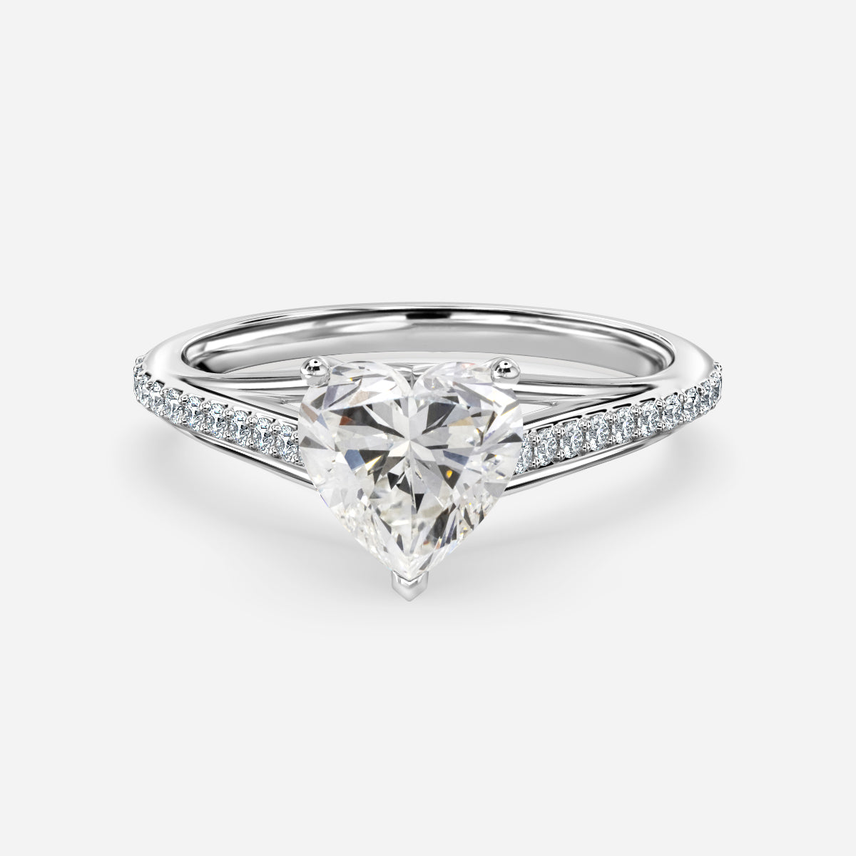 Jessamine Heart Diamond Band Moissanite Engagement Ring