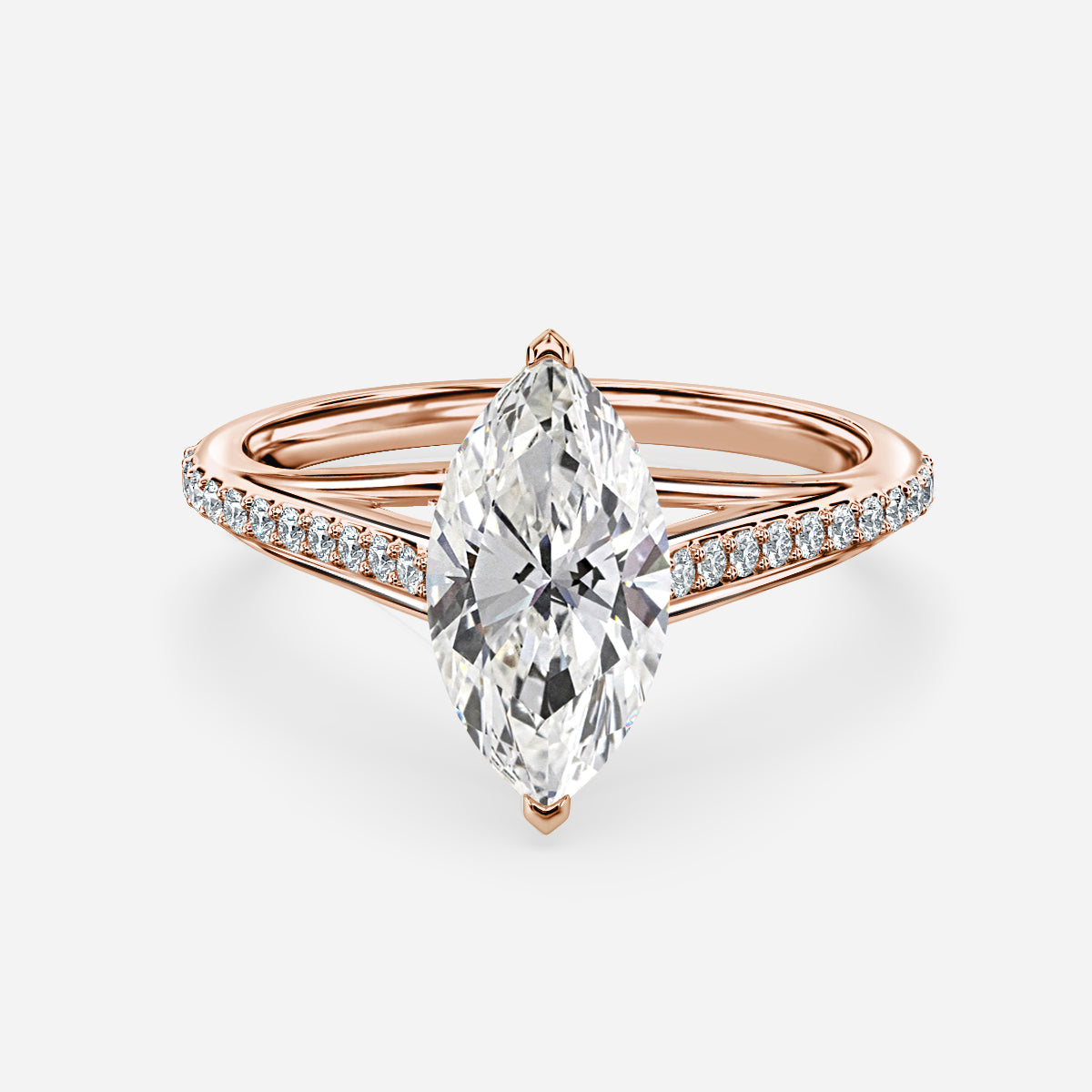 Jessamine Marquise Diamond Band Moissanite Engagement Ring