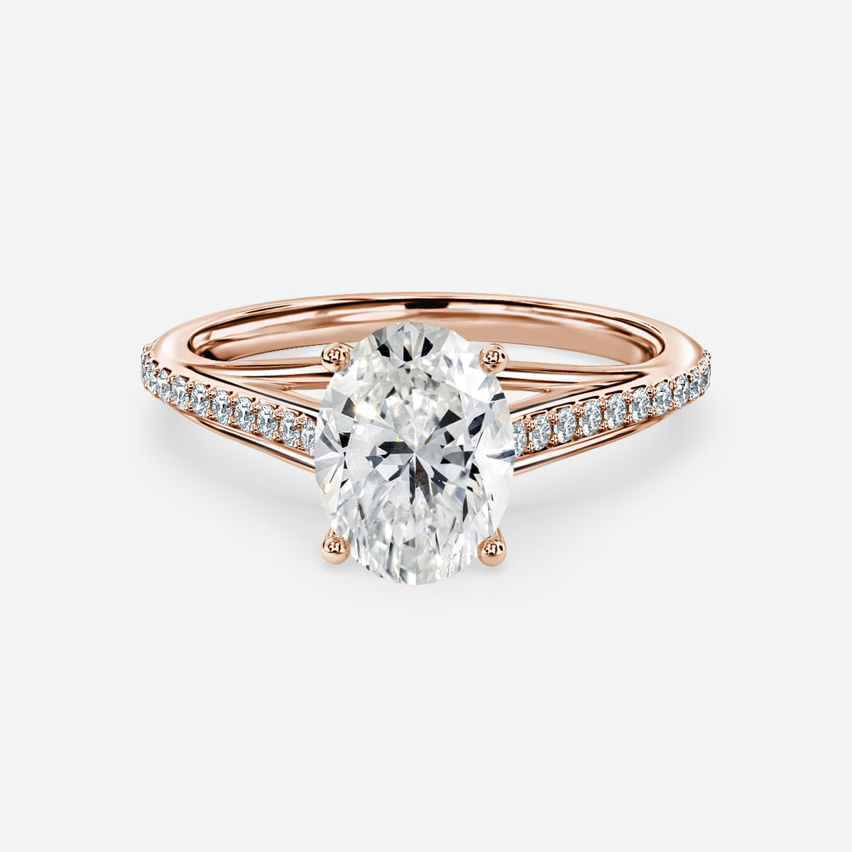 Jessamine Oval Diamond Band Moissanite Engagement Ring