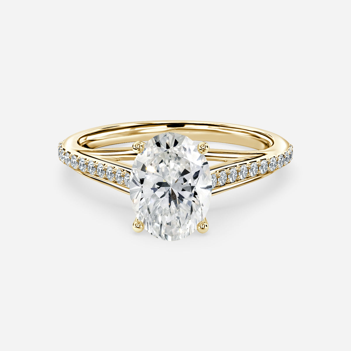 Jessamine Oval Diamond Band Moissanite Engagement Ring