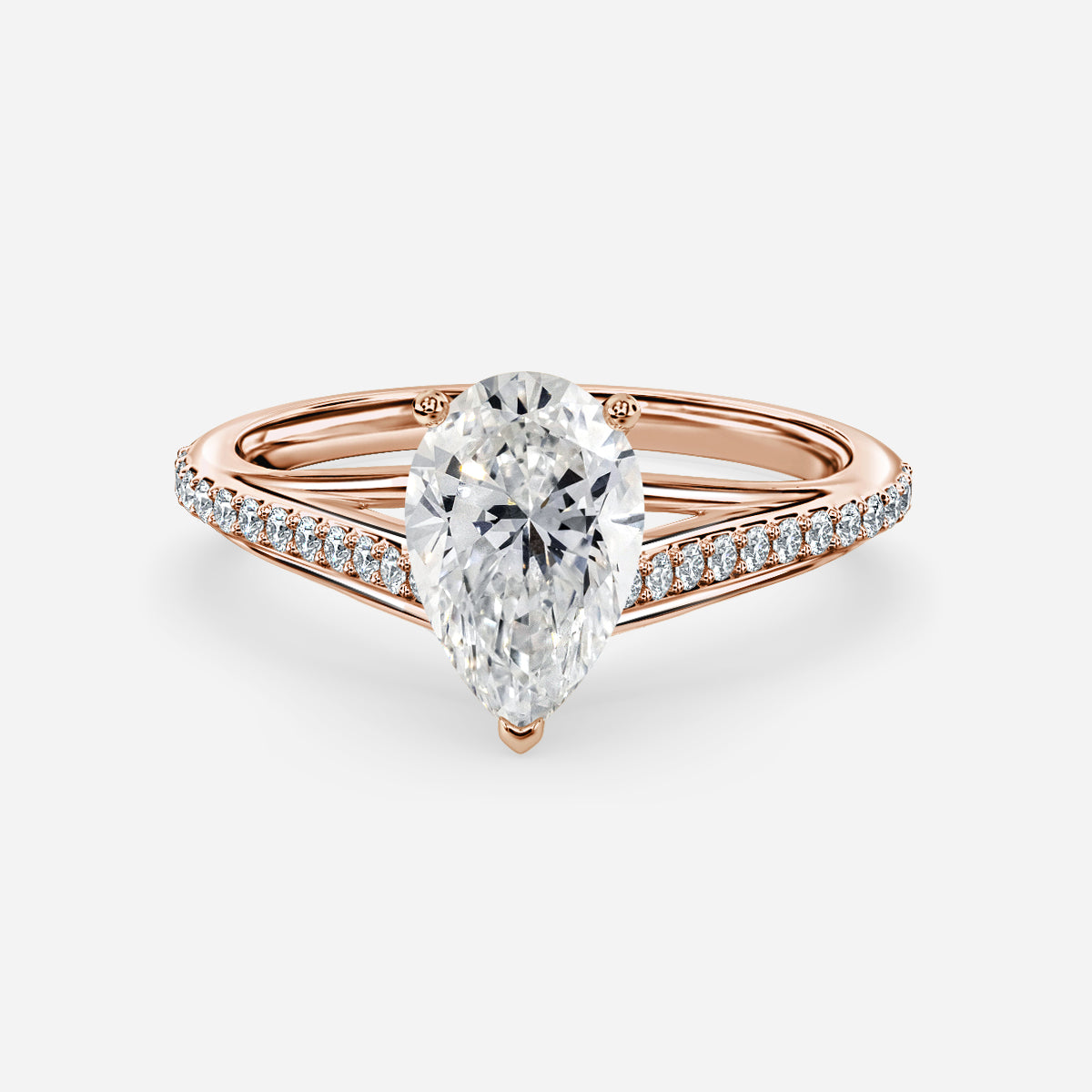 Jessamine Pear Diamond Band Moissanite Engagement Ring