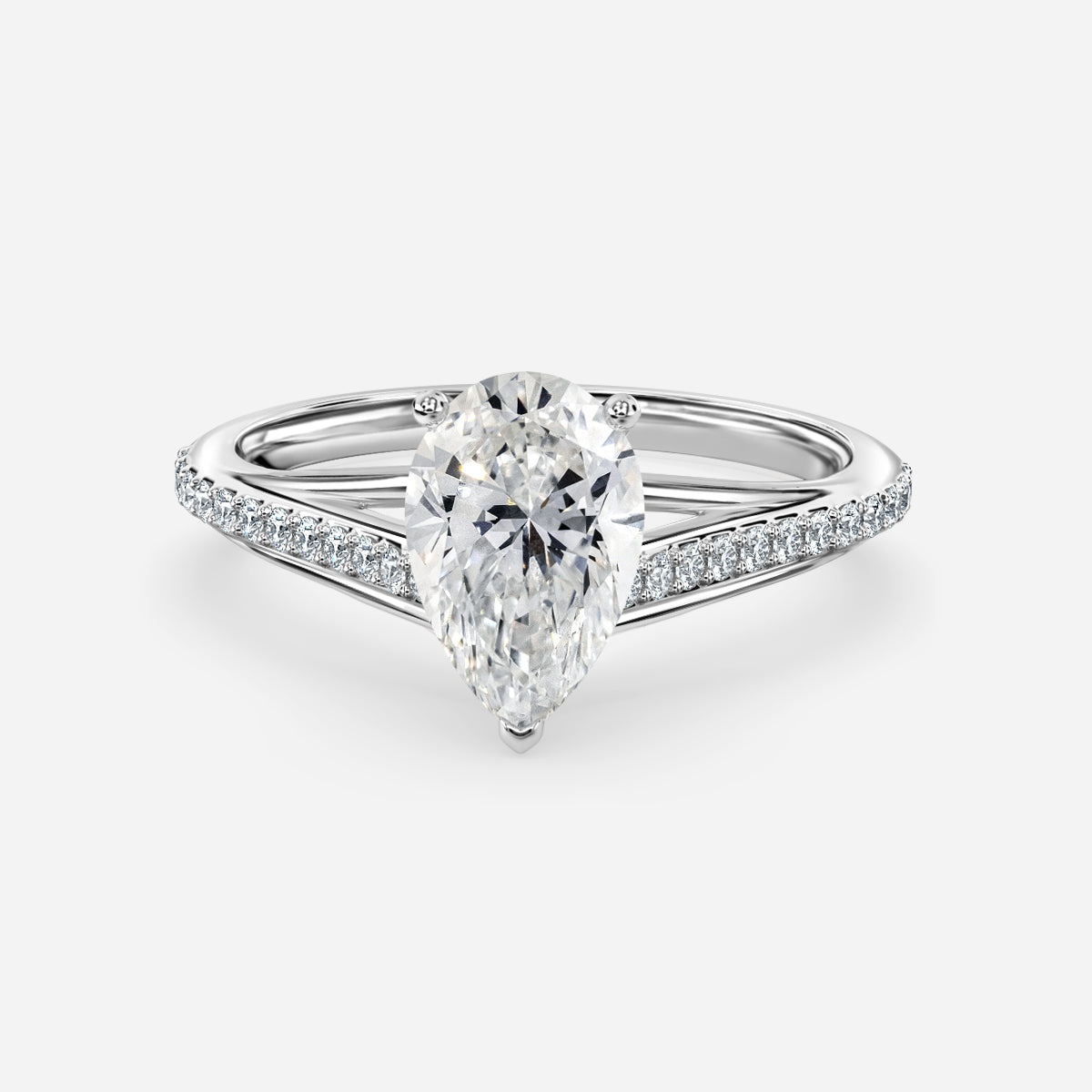 Jessamine Pear Diamond Band Moissanite Engagement Ring