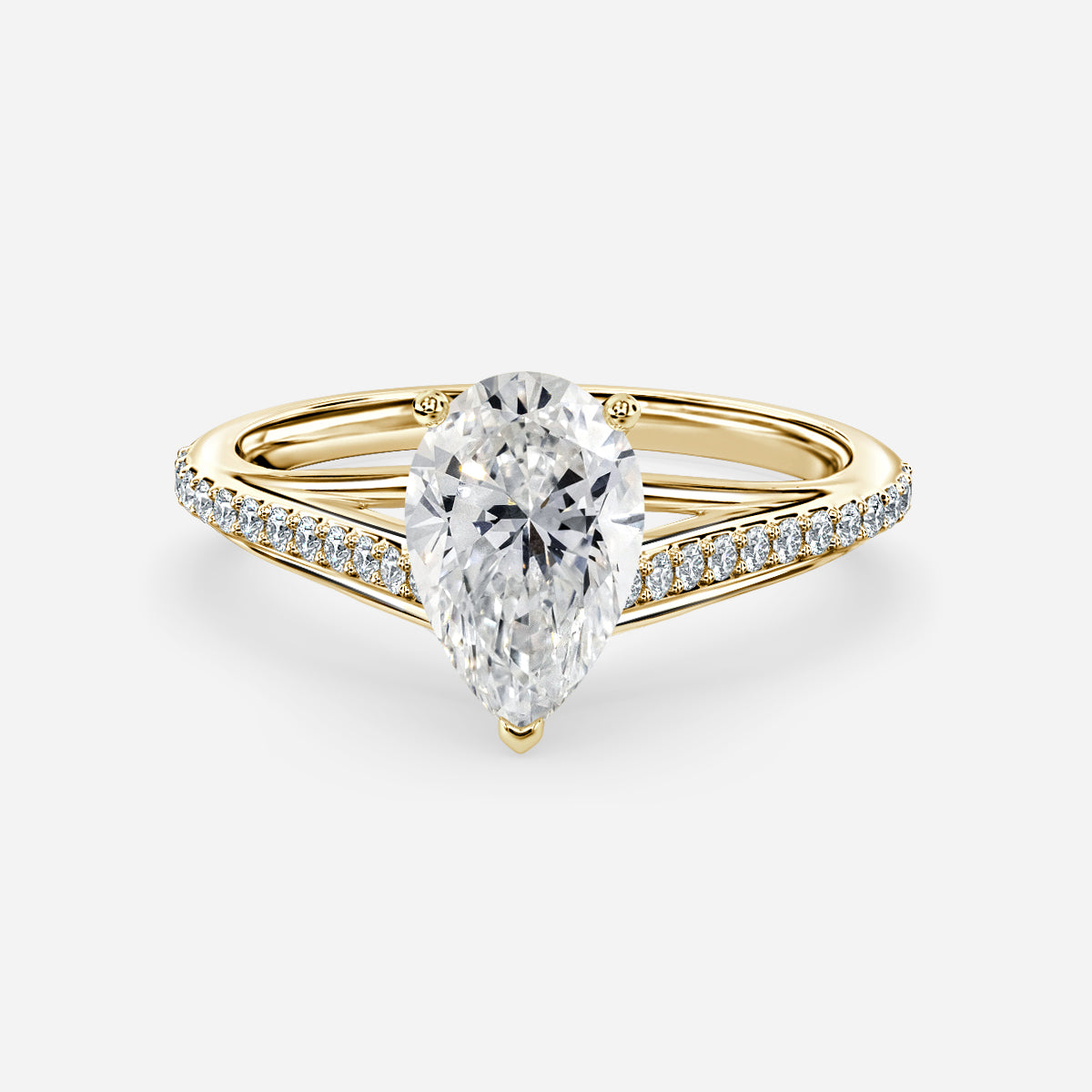 Jessamine Pear Diamond Band Moissanite Engagement Ring