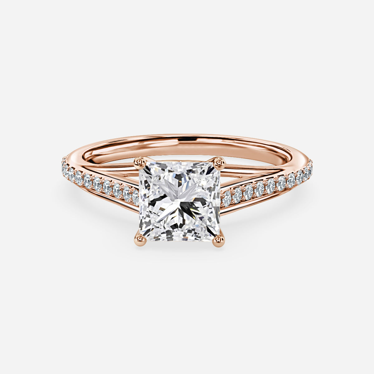 Jessamine Princess Diamond Band Moissanite Engagement Ring