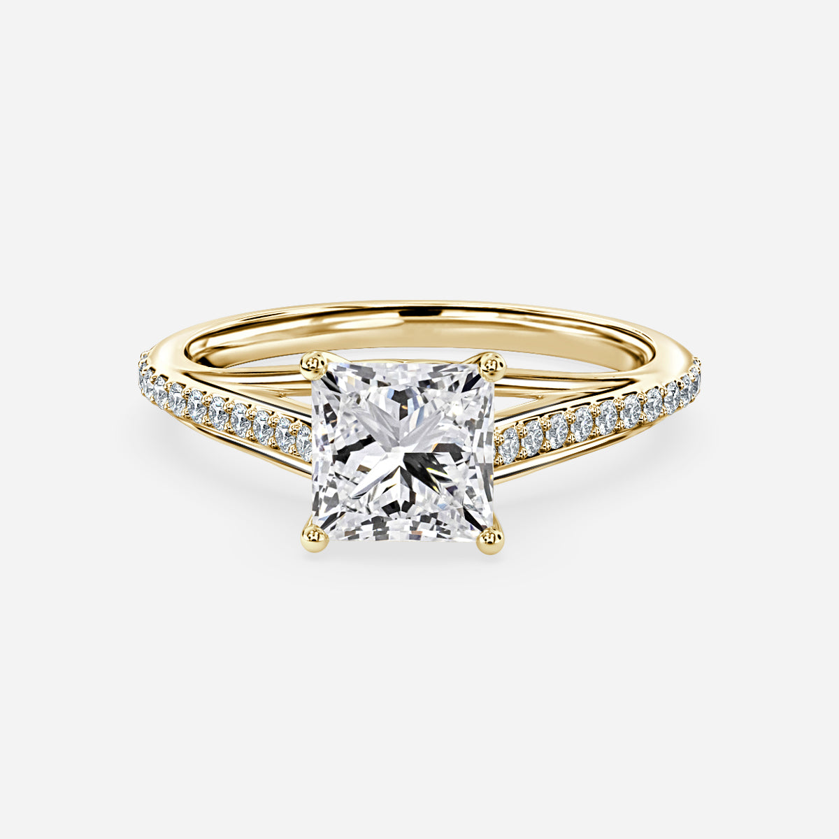 Jessamine Princess Diamond Band Moissanite Engagement Ring