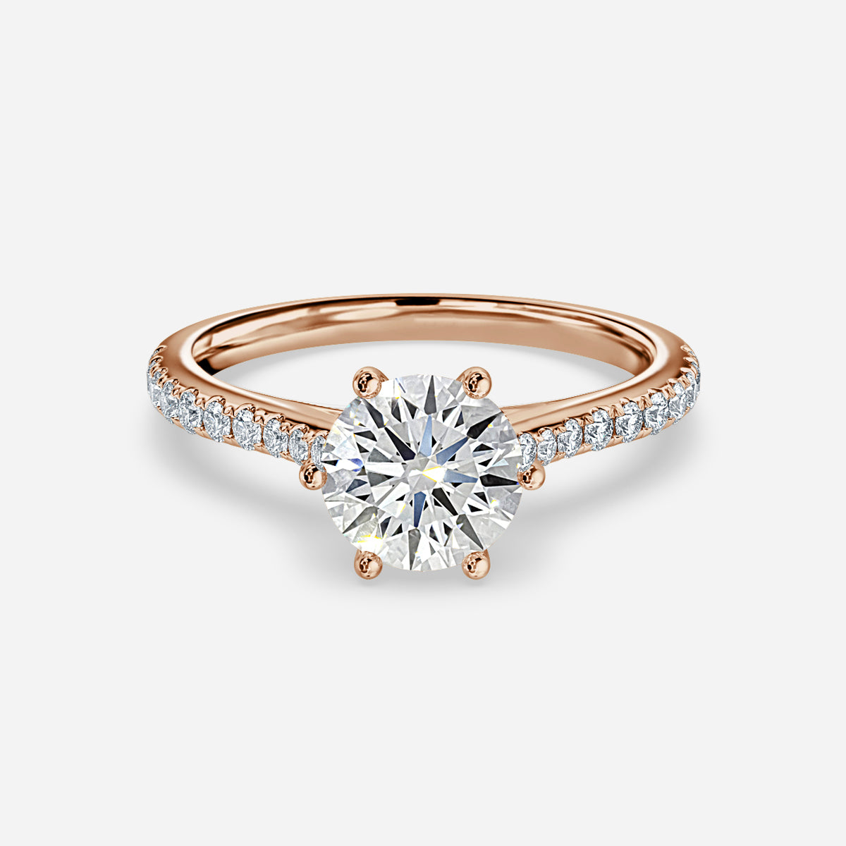 Odessa Round Diamond Band Moissanite Engagement Ring