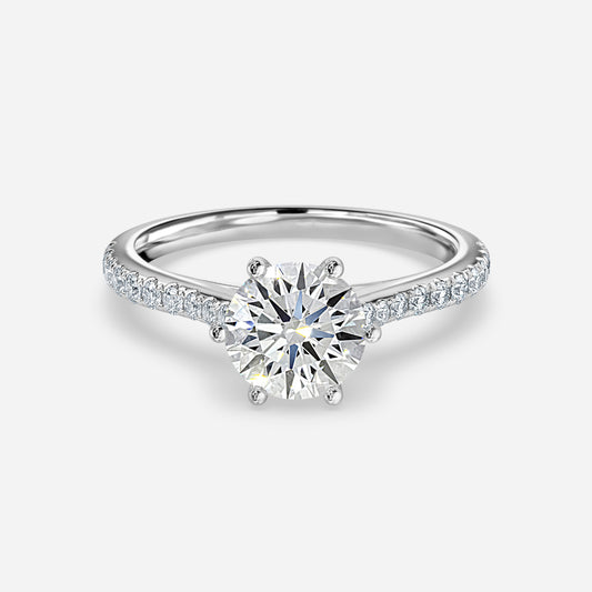 Odessa Round Diamond Band Moissanite Engagement Ring