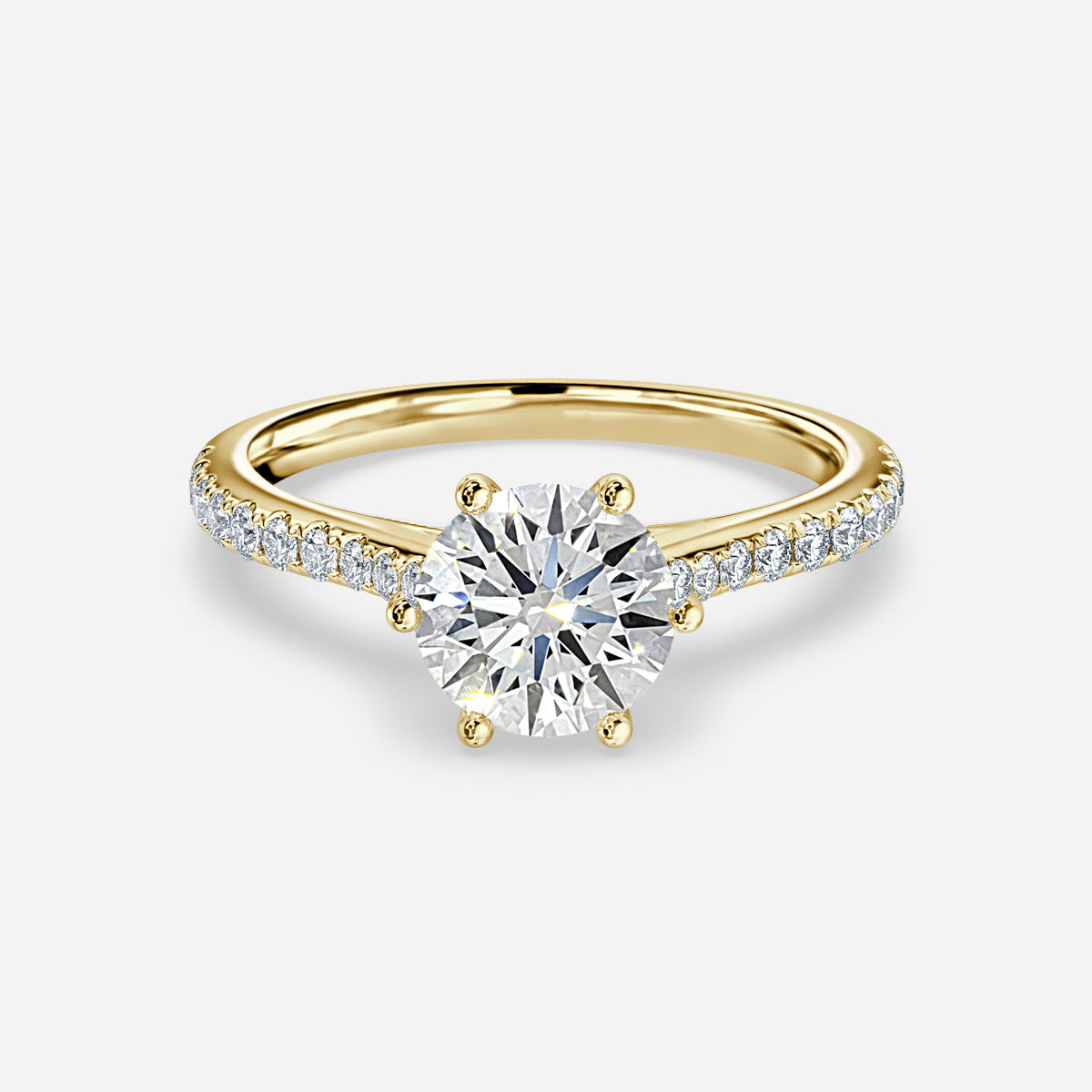 Odessa Round Diamond Band Moissanite Engagement Ring