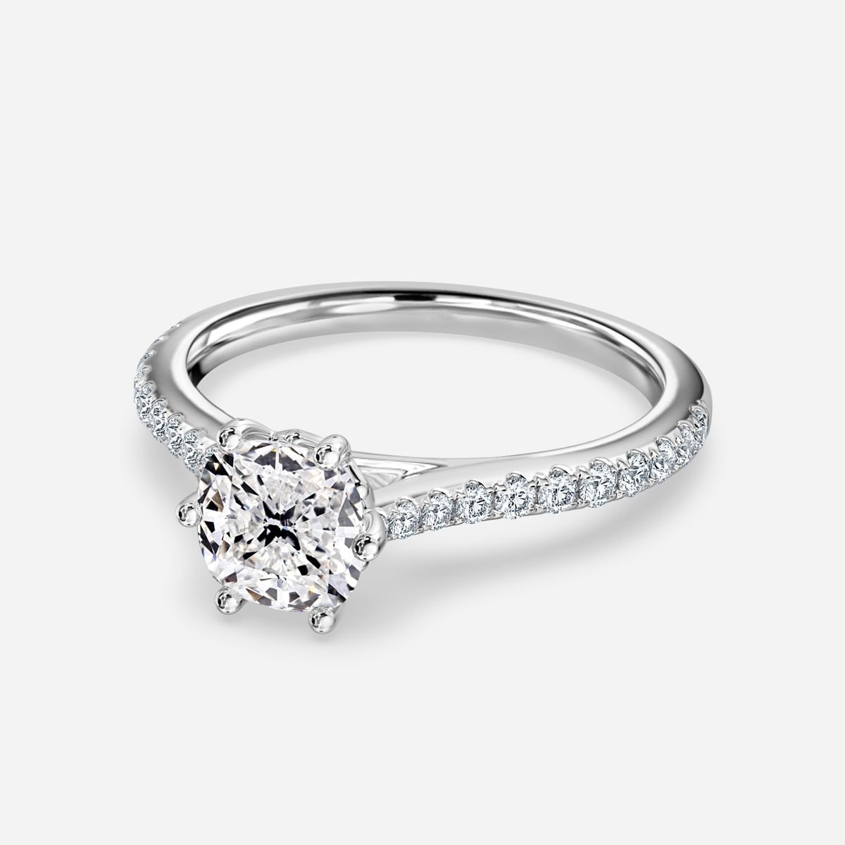 Odessa Cushion Diamond Band Moissanite Engagement Ring