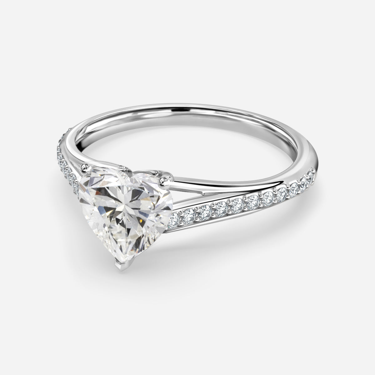 Jessamine Heart Diamond Band Moissanite Engagement Ring