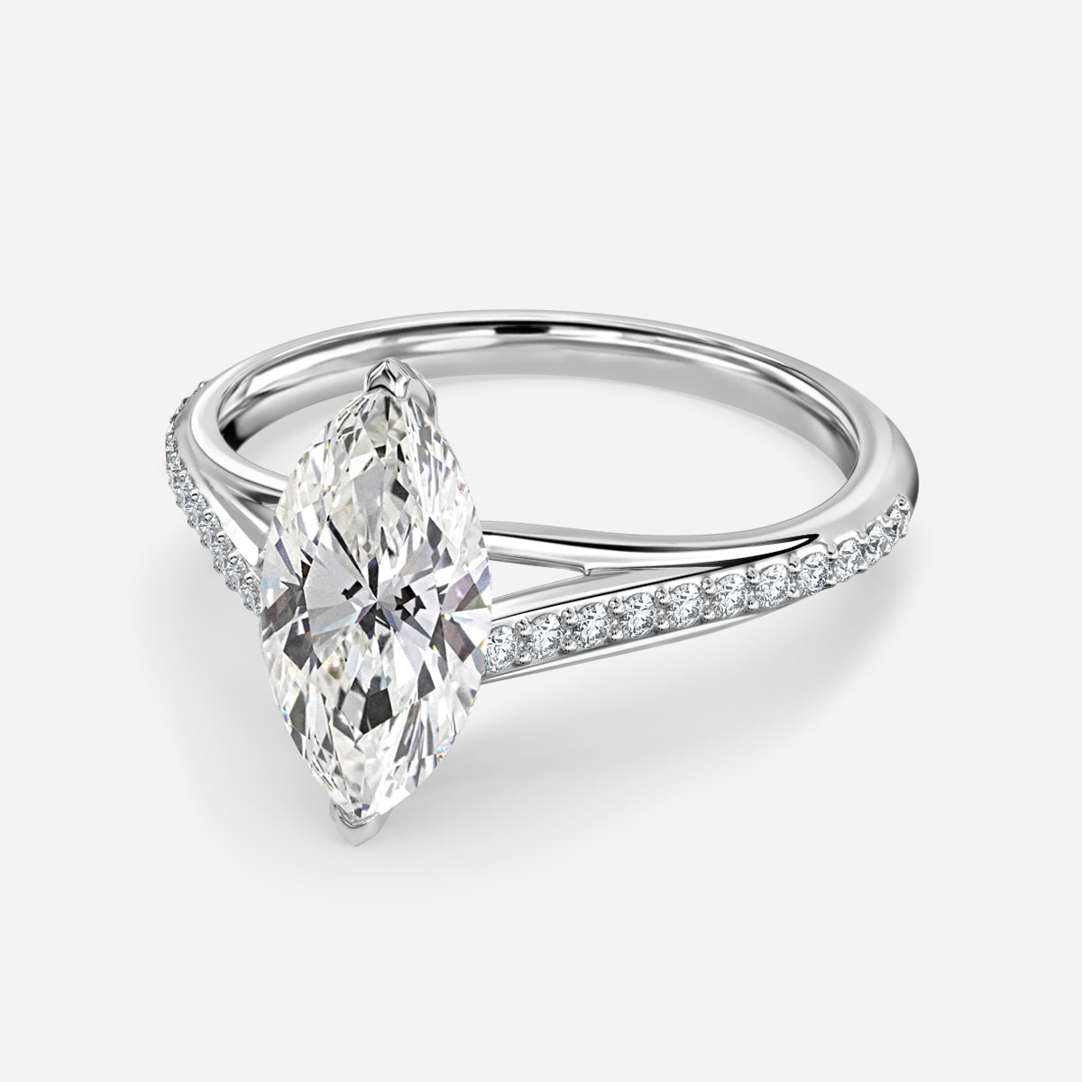 Jessamine Marquise Diamond Band Moissanite Engagement Ring