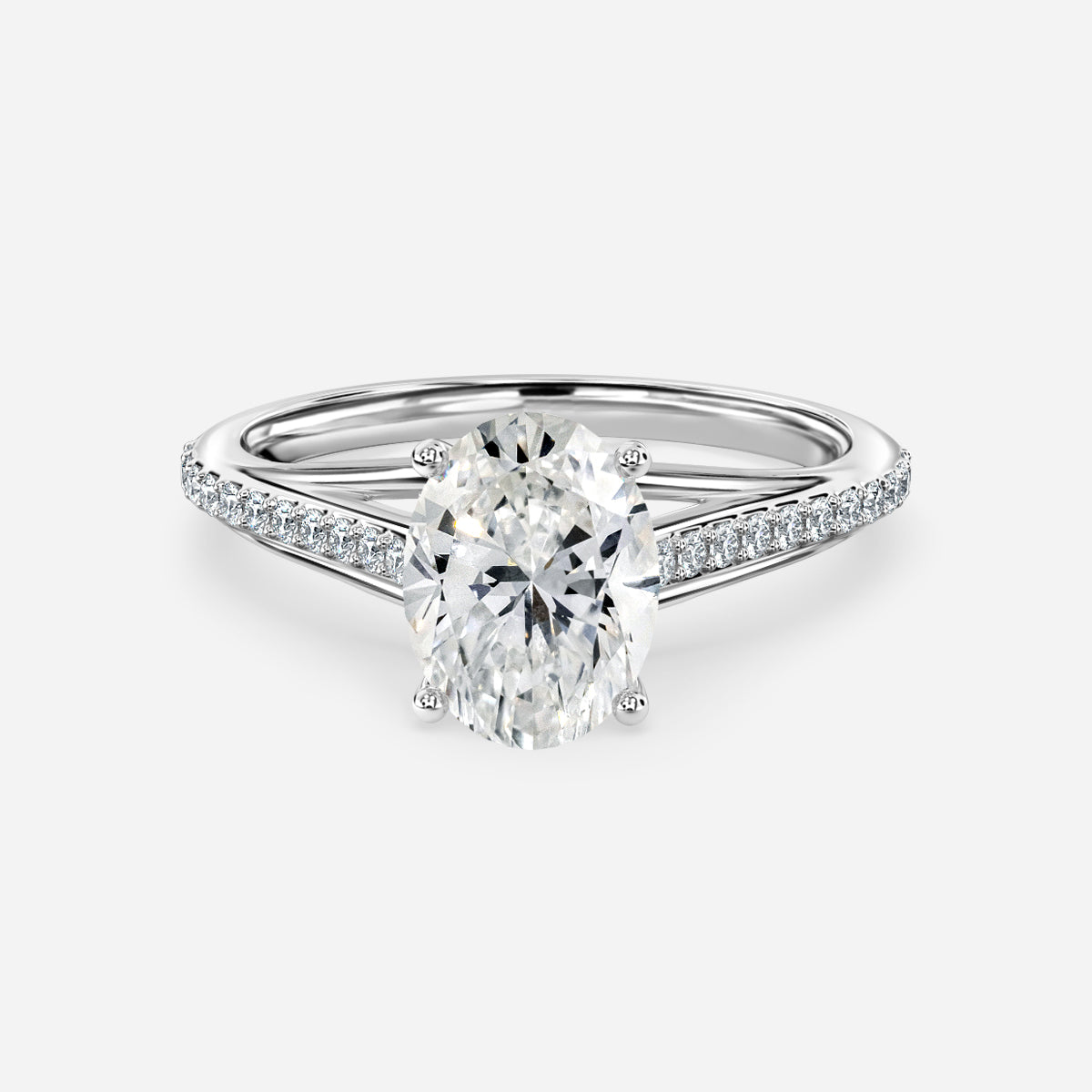 Jessamine Oval Diamond Band Moissanite Engagement Ring