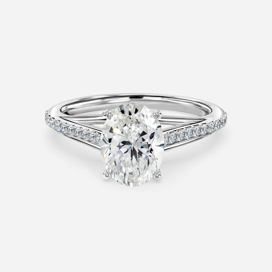 Jessamine Oval Diamond Band Moissanite Engagement Ring