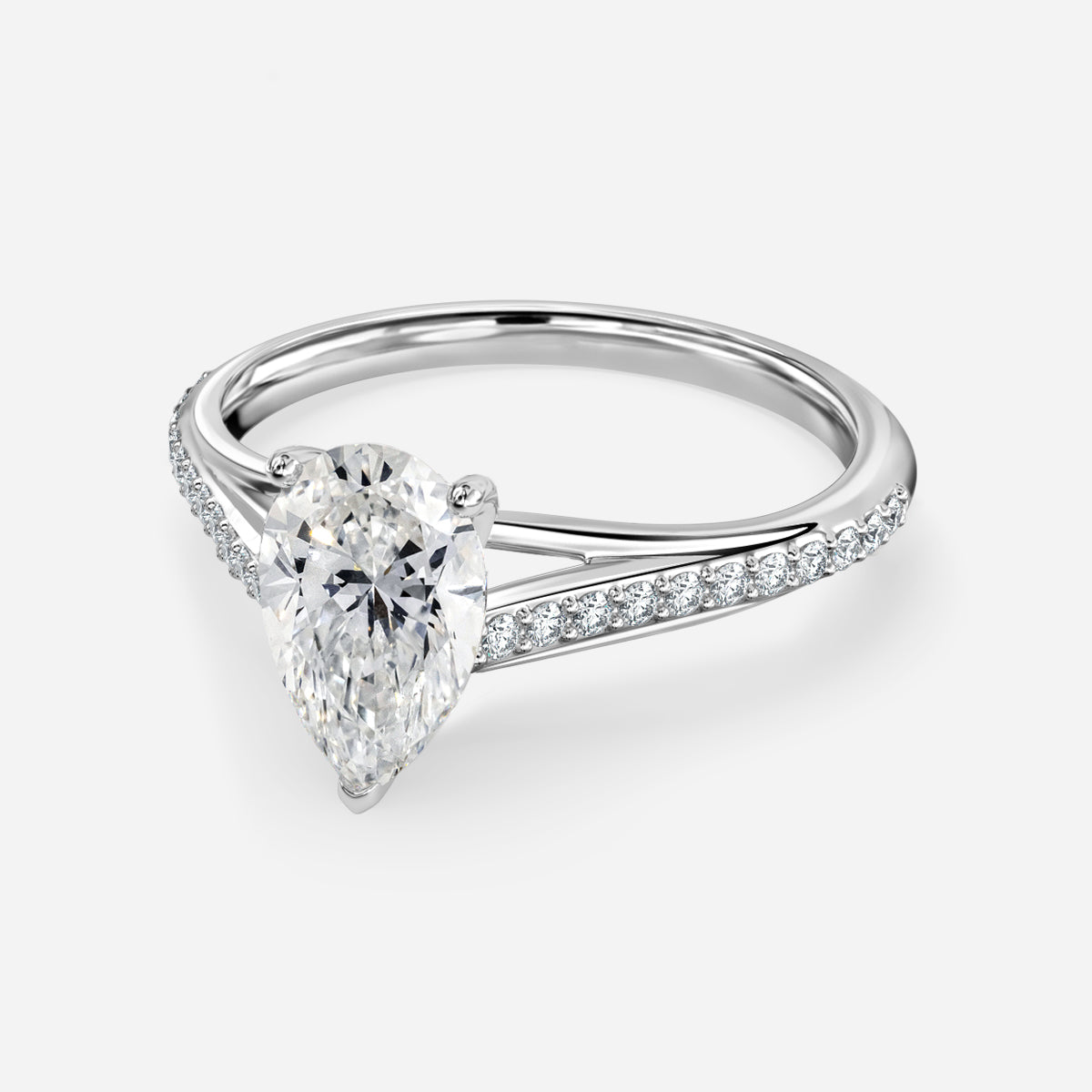 Jessamine Pear Diamond Band Moissanite Engagement Ring