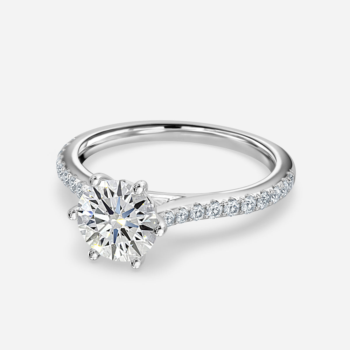 Odessa Round Diamond Band Moissanite Engagement Ring