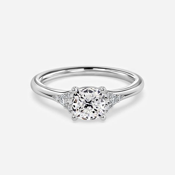 Aurelia Cushion Three Stone Moissanite Engagement Ring