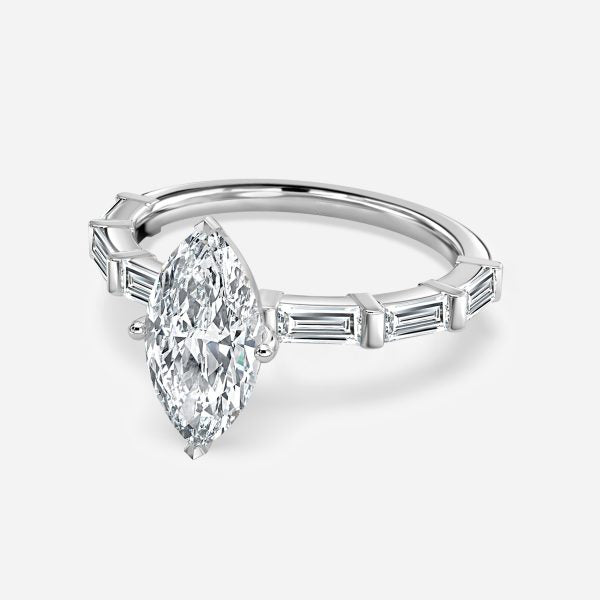 Lark Marquise Diamond Band Moissanite Engagement Ring