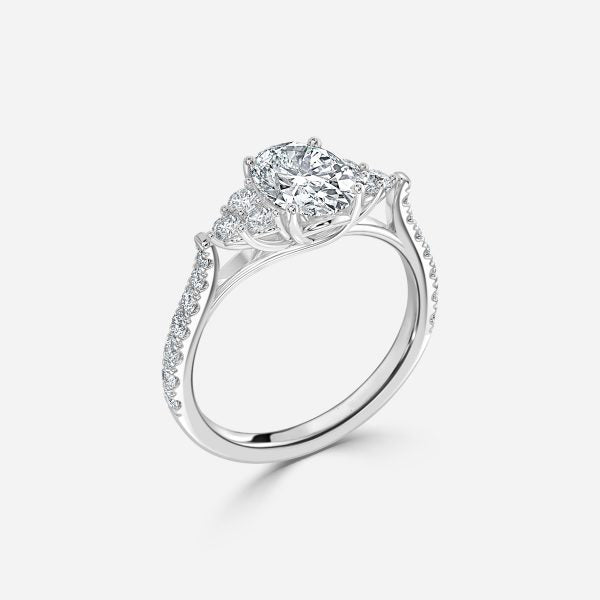 Galatea Oval Three Stone Moissanite Engagement Ring