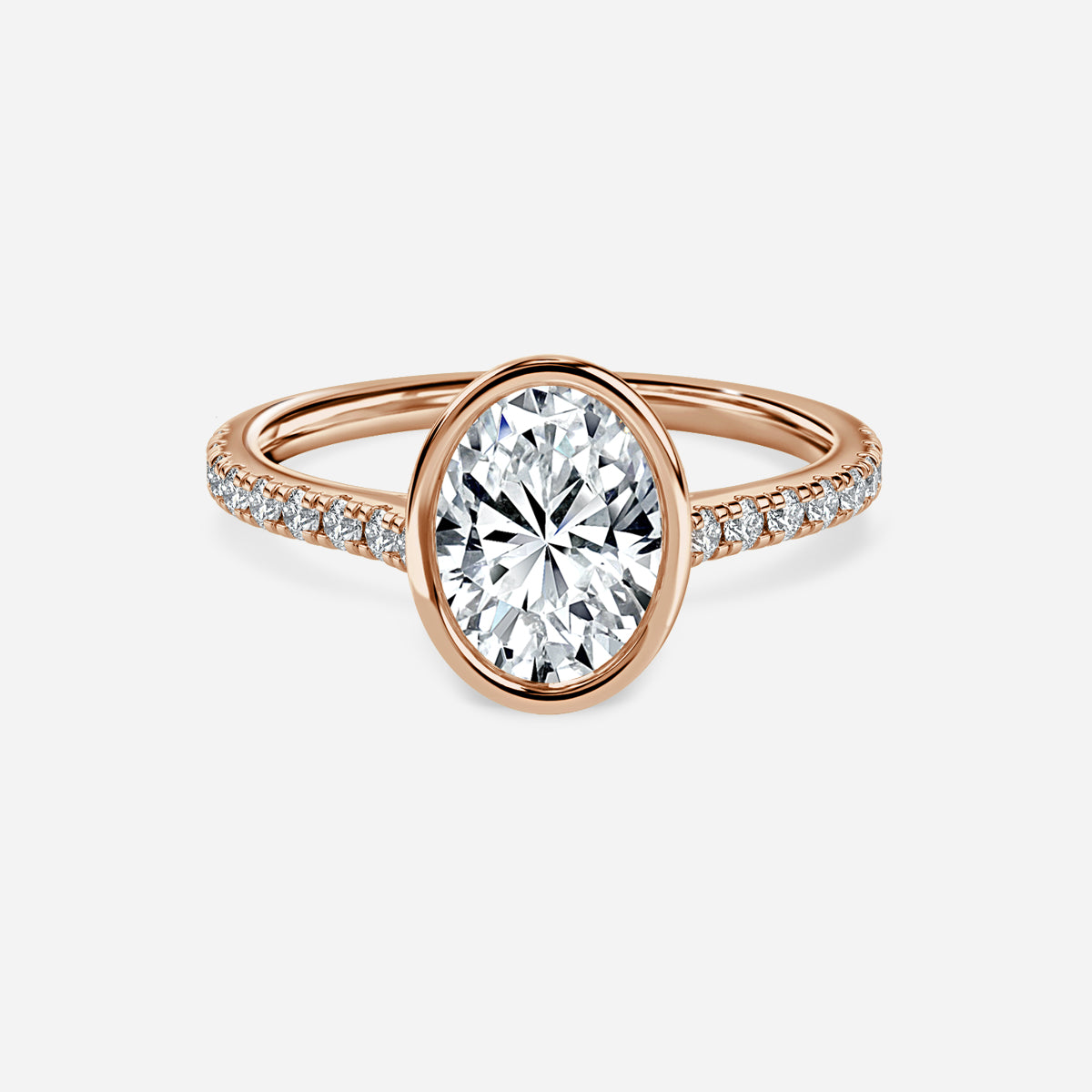 Arabella Oval Diamond Band Moissanite Engagement Ring