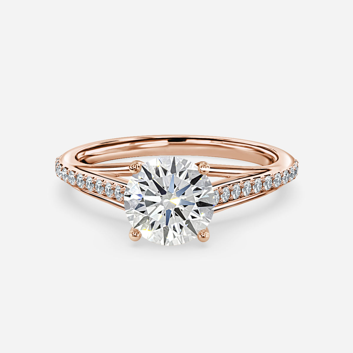 Jessamine Round Diamond Band Moissanite Engagement Ring