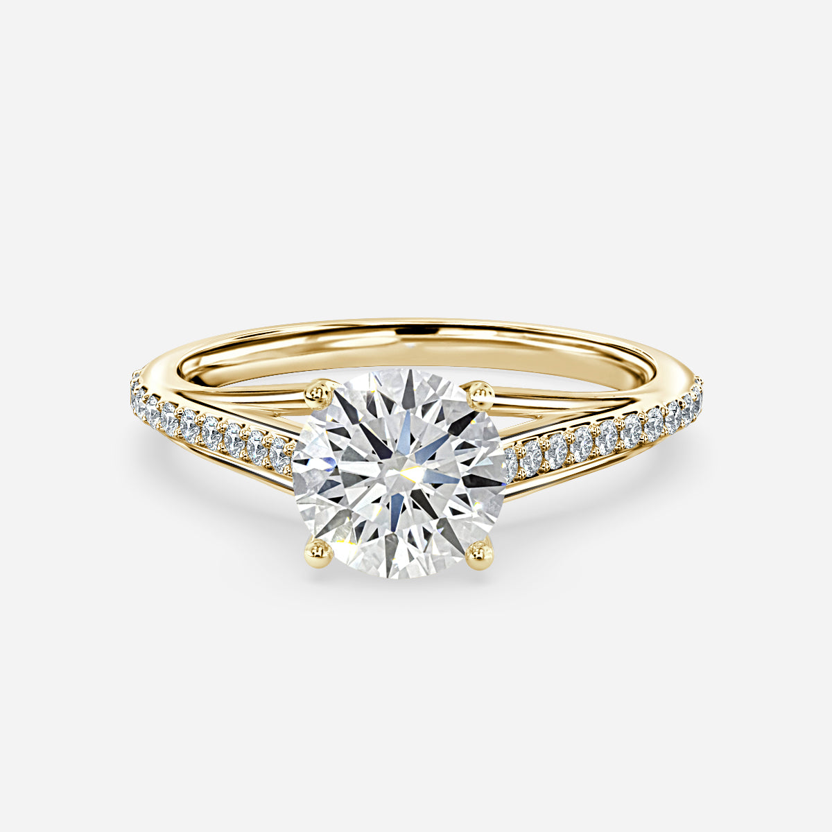 Jessamine Round Diamond Band Moissanite Engagement Ring