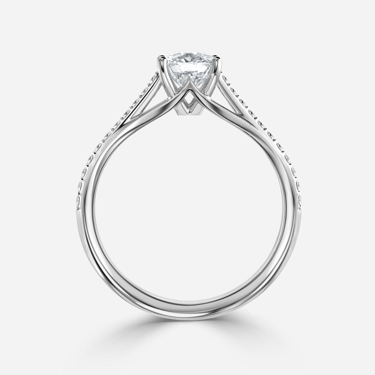 Jessamine Cushion Diamond Band Moissanite Engagement Ring