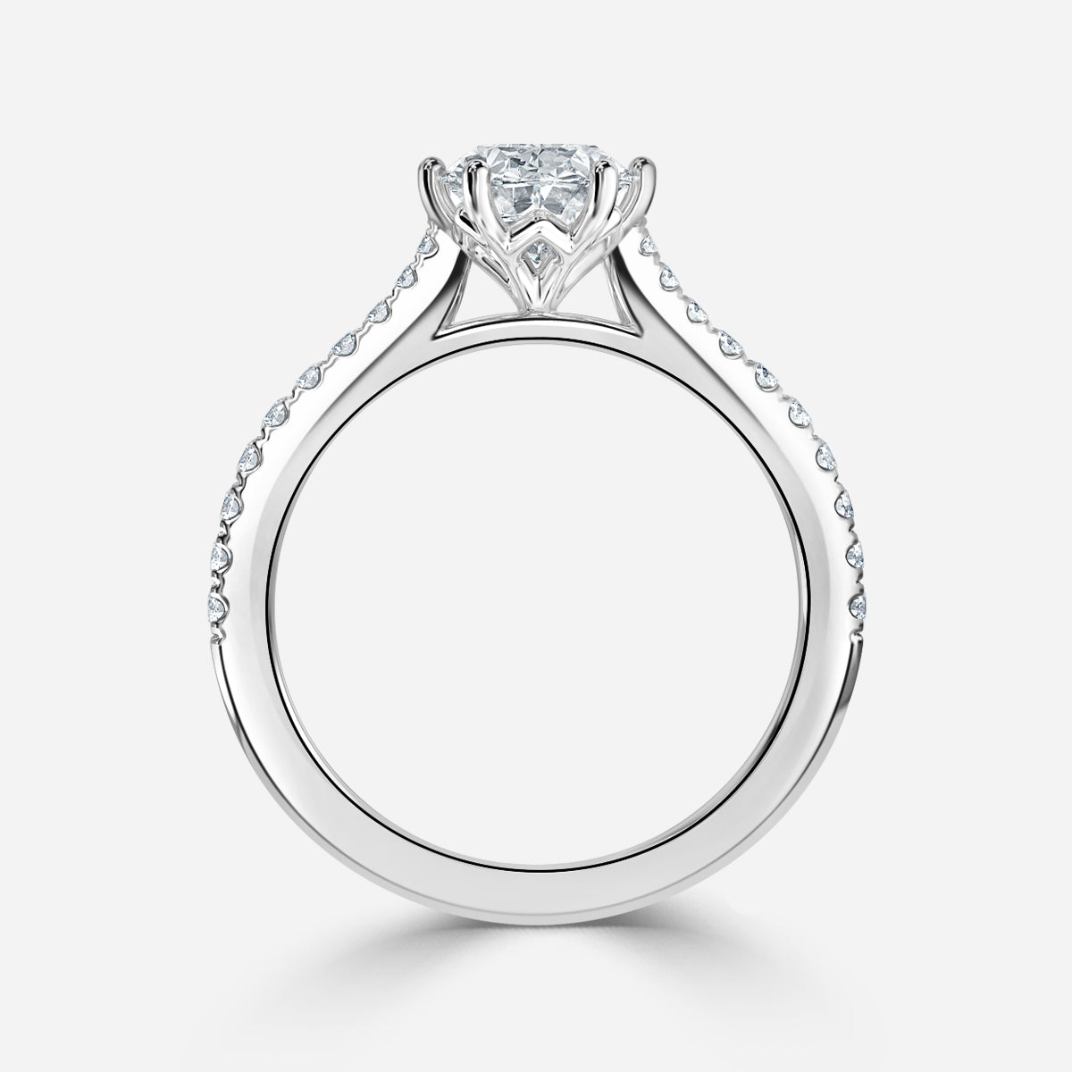 Odessa Oval Diamond Band Moissanite Engagement Ring