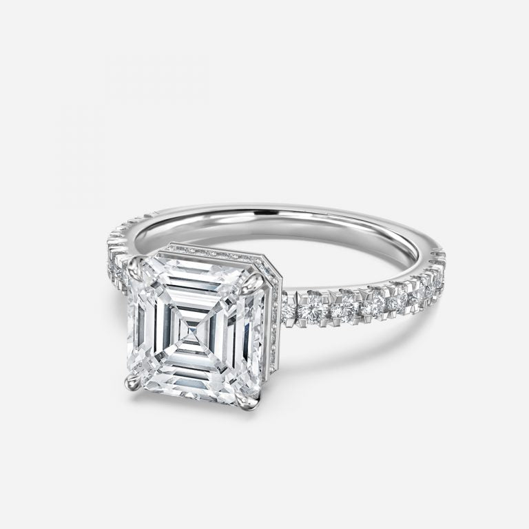 Leandra Asscher Hidden Halo Moissanite Engagement Ring