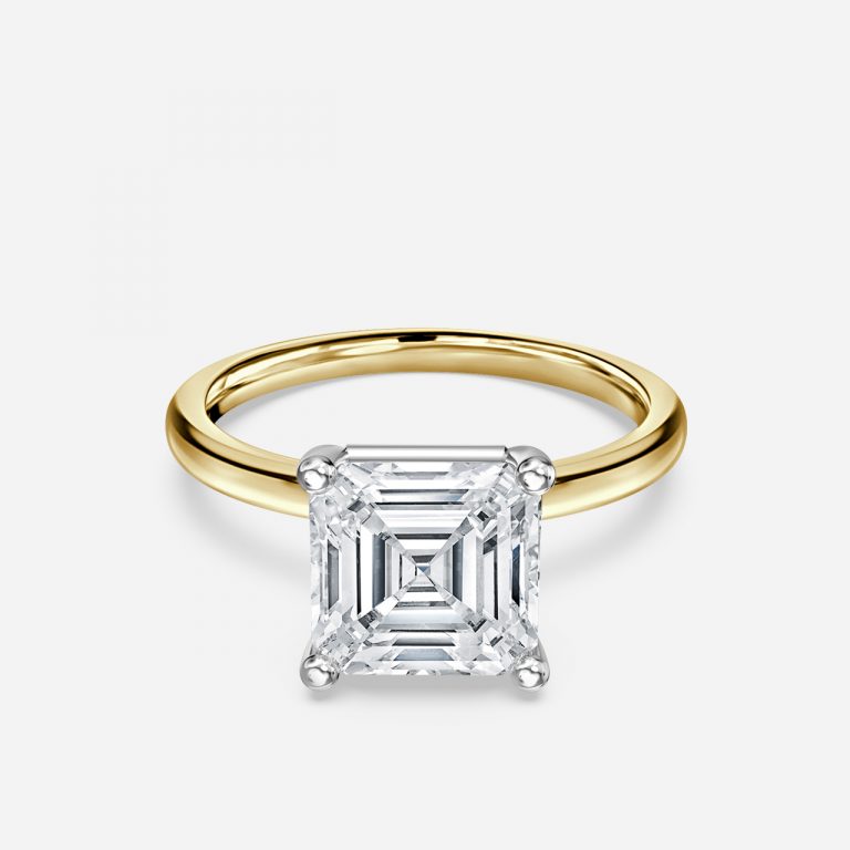 Magalie Asscher Two Tone Solitaire Moissanite Engagement Ring