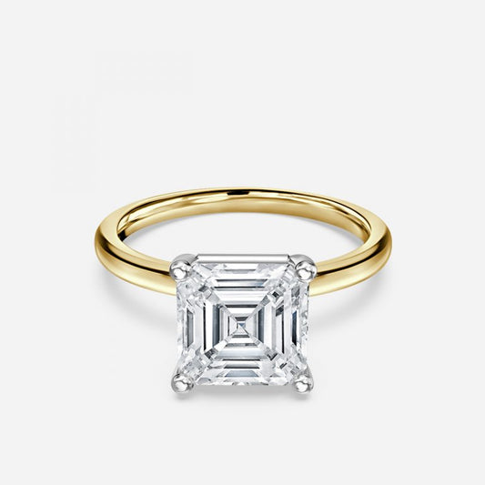 Magalie Asscher Two Tone Solitaire Moissanite Engagement Ring