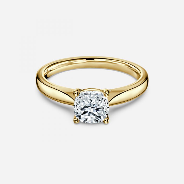 Simone Plain Cushion Solitaire Moissanite Engagement Ring