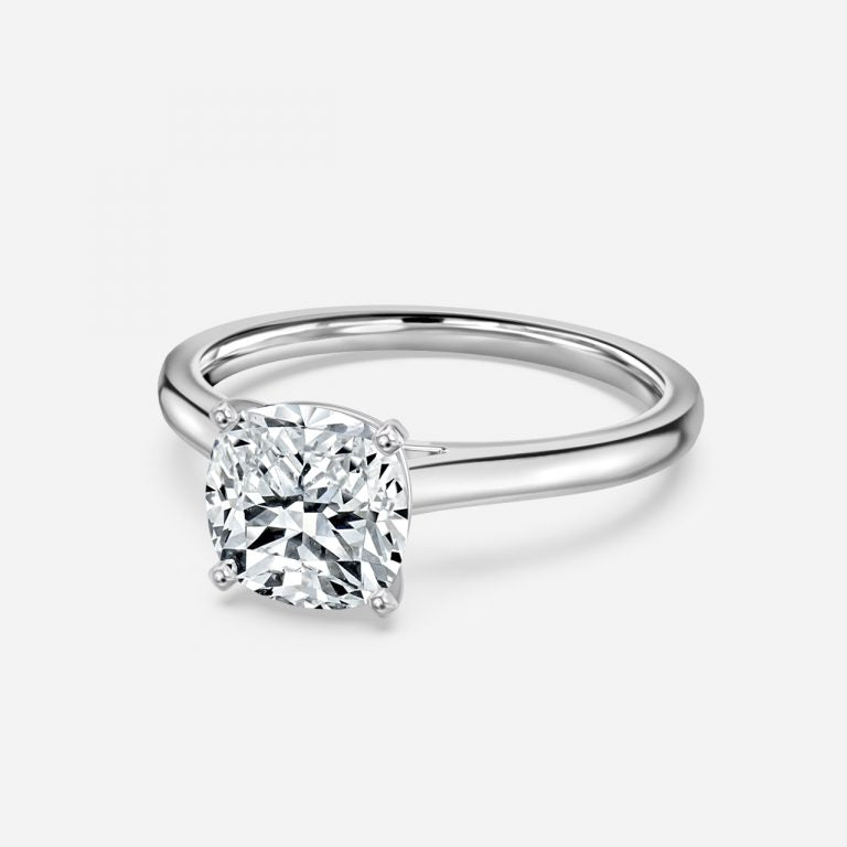 Bernadette Cushion Solitaire Moissanite Engagement Ring